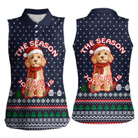 The Season To Be Jolly Goldendoodle Christmas Women Sleeveless Polo Shirt Xmas Holiday Patterns - Wonder Print Shop