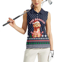The Season To Be Jolly Goldendoodle Christmas Women Sleeveless Polo Shirt Xmas Holiday Patterns - Wonder Print Shop
