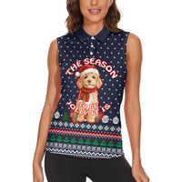 The Season To Be Jolly Goldendoodle Christmas Women Sleeveless Polo Shirt Xmas Holiday Patterns - Wonder Print Shop