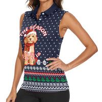The Season To Be Jolly Goldendoodle Christmas Women Sleeveless Polo Shirt Xmas Holiday Patterns - Wonder Print Shop