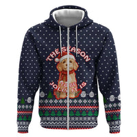 The Season To Be Jolly Goldendoodle Christmas Zip Hoodie Xmas Holiday Patterns - Wonder Print Shop