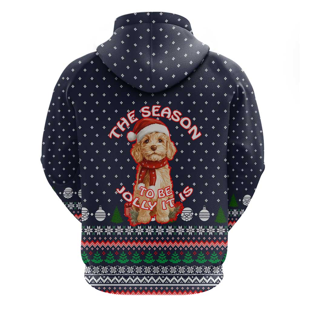 The Season To Be Jolly Goldendoodle Christmas Zip Hoodie Xmas Holiday Patterns - Wonder Print Shop