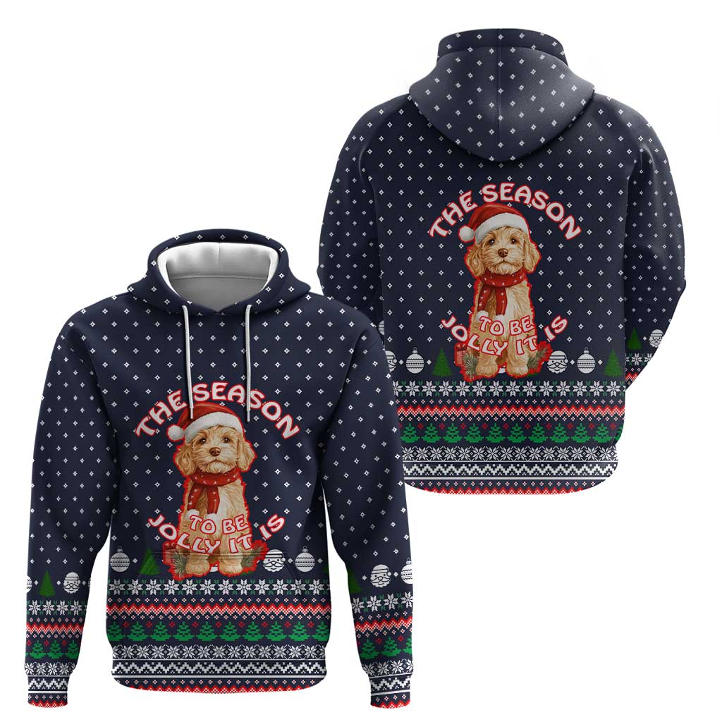 The Season To Be Jolly Goldendoodle Christmas Zip Hoodie Xmas Holiday Patterns - Wonder Print Shop
