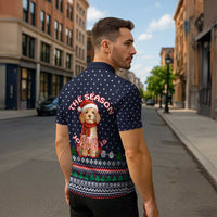 The Season To Be Jolly Goldendoodle Christmas Zipper Polo Shirt Xmas Holiday Patterns - Wonder Print Shop