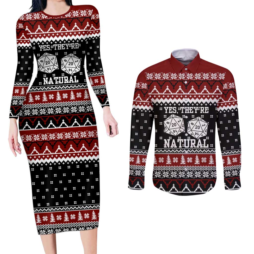 They Are Natural Christmas Couples Matching Long Sleeve Bodycon Dress and Long Sleeve Button Shirt Xmas Holiday Patterns - Wonder Print Shop