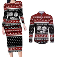 They Are Natural Christmas Couples Matching Long Sleeve Bodycon Dress and Long Sleeve Button Shirt Xmas Holiday Patterns - Wonder Print Shop