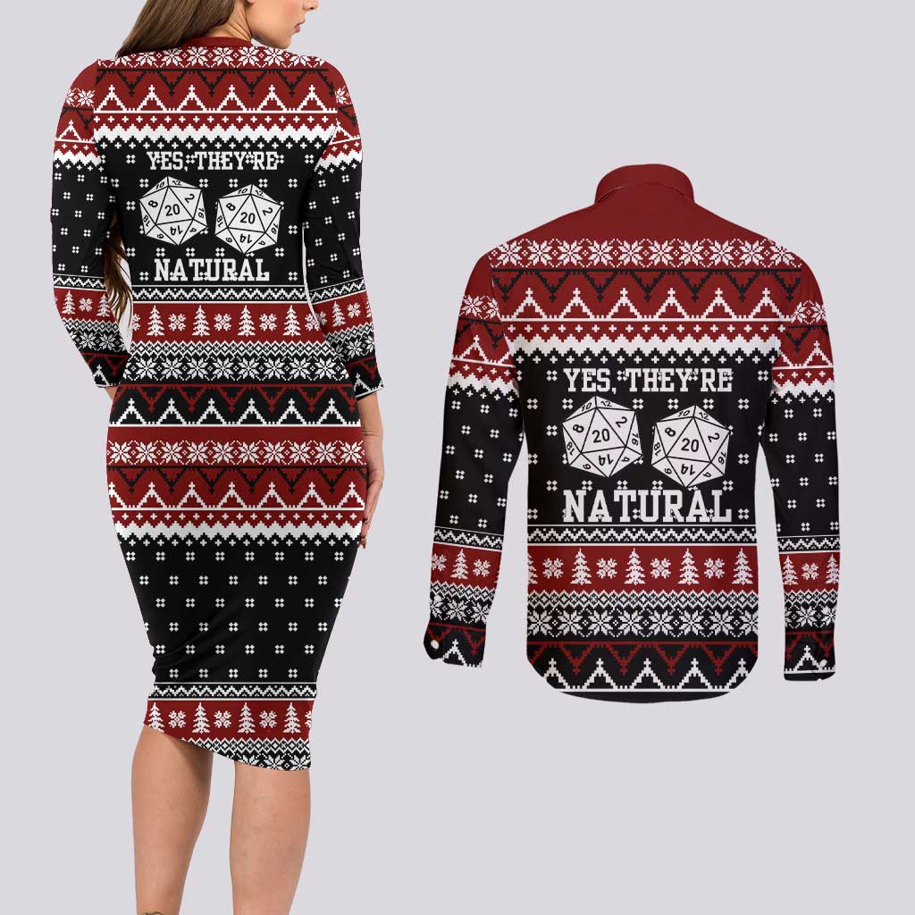 They Are Natural Christmas Couples Matching Long Sleeve Bodycon Dress and Long Sleeve Button Shirt Xmas Holiday Patterns - Wonder Print Shop