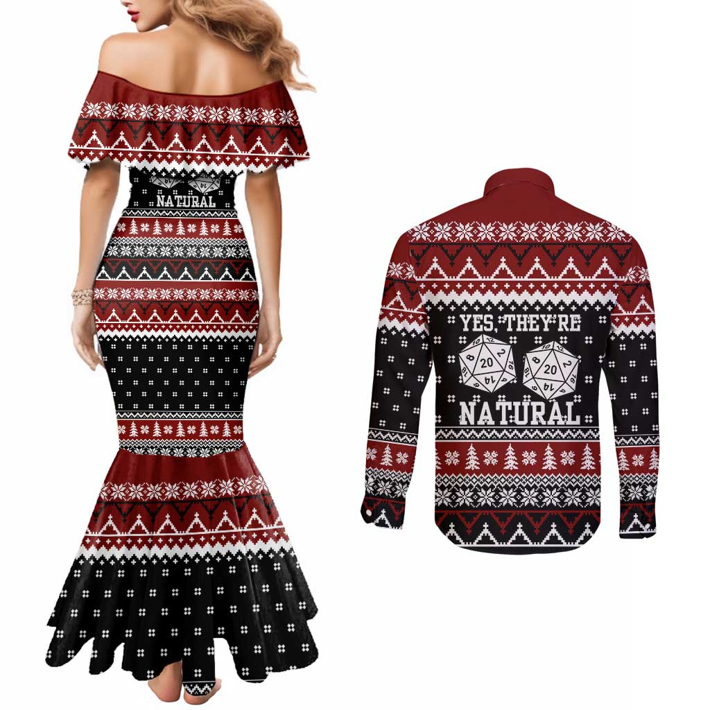 They Are Natural Christmas Couples Matching Mermaid Dress and Long Sleeve Button Shirt Xmas Holiday Patterns - Wonder Print Shop