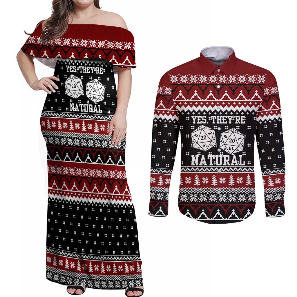 They Are Natural Christmas Couples Matching Off Shoulder Maxi Dress and Long Sleeve Button Shirt Xmas Holiday Patterns - Wonder Print Shop