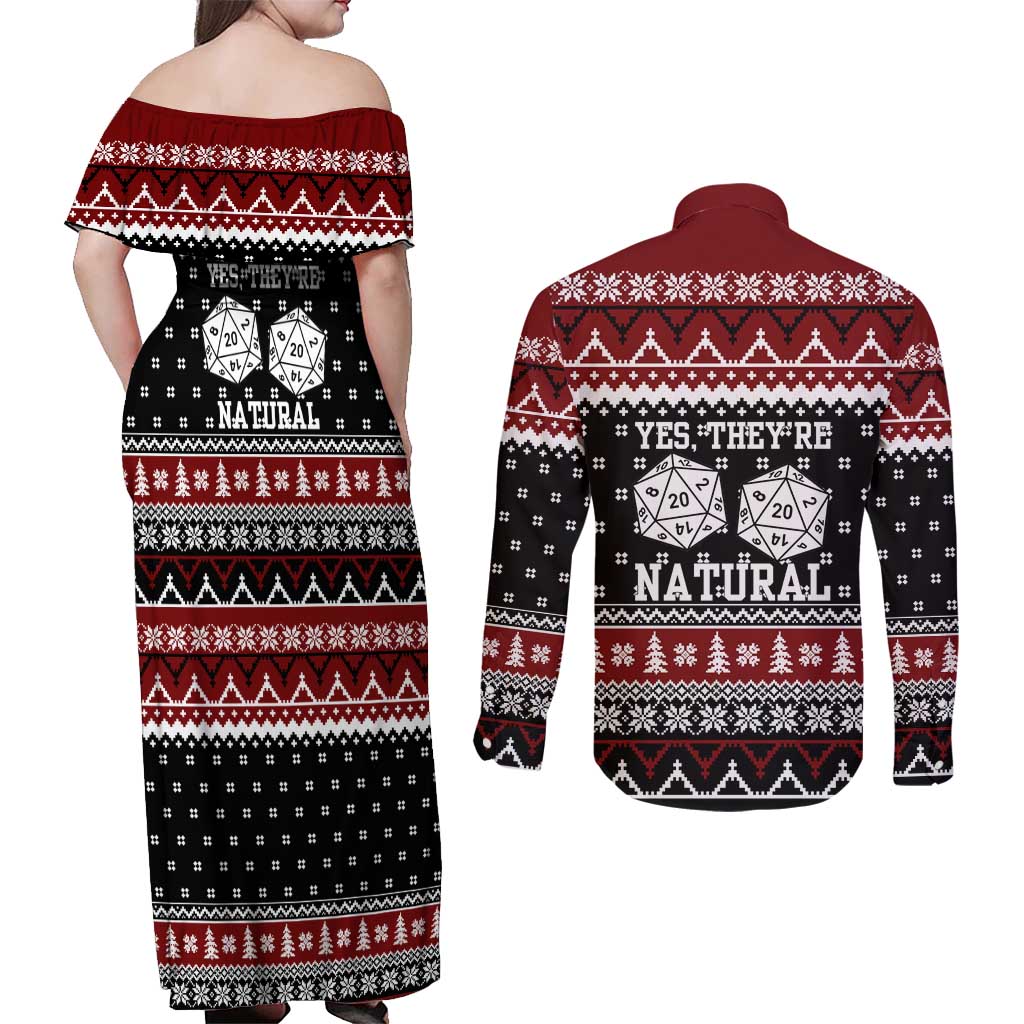 They Are Natural Christmas Couples Matching Off Shoulder Maxi Dress and Long Sleeve Button Shirt Xmas Holiday Patterns - Wonder Print Shop