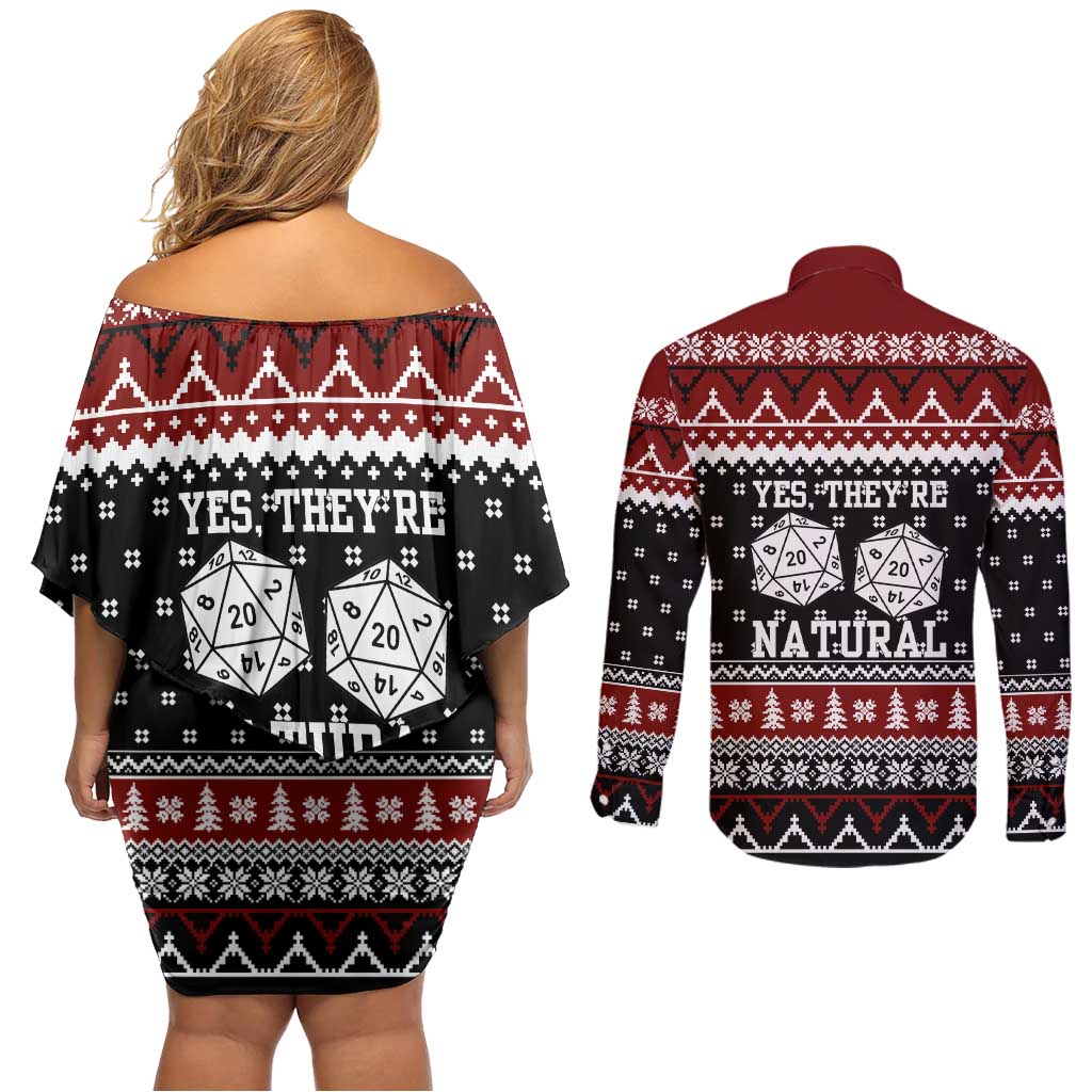 They Are Natural Christmas Couples Matching Off Shoulder Short Dress and Long Sleeve Button Shirt Xmas Holiday Patterns - Wonder Print Shop