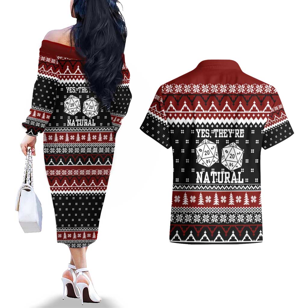 They Are Natural Christmas Couples Matching Off The Shoulder Long Sleeve Dress and Hawaiian Shirt Xmas Holiday Patterns - Wonder Print Shop