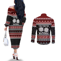 They Are Natural Christmas Couples Matching Off The Shoulder Long Sleeve Dress and Long Sleeve Button Shirt Xmas Holiday Patterns - Wonder Print Shop