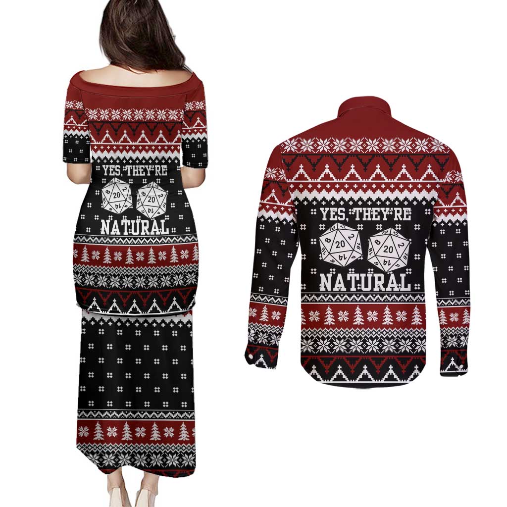 They Are Natural Christmas Couples Matching Puletasi and Long Sleeve Button Shirt Xmas Holiday Patterns - Wonder Print Shop