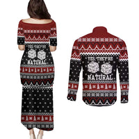 They Are Natural Christmas Couples Matching Puletasi and Long Sleeve Button Shirt Xmas Holiday Patterns - Wonder Print Shop