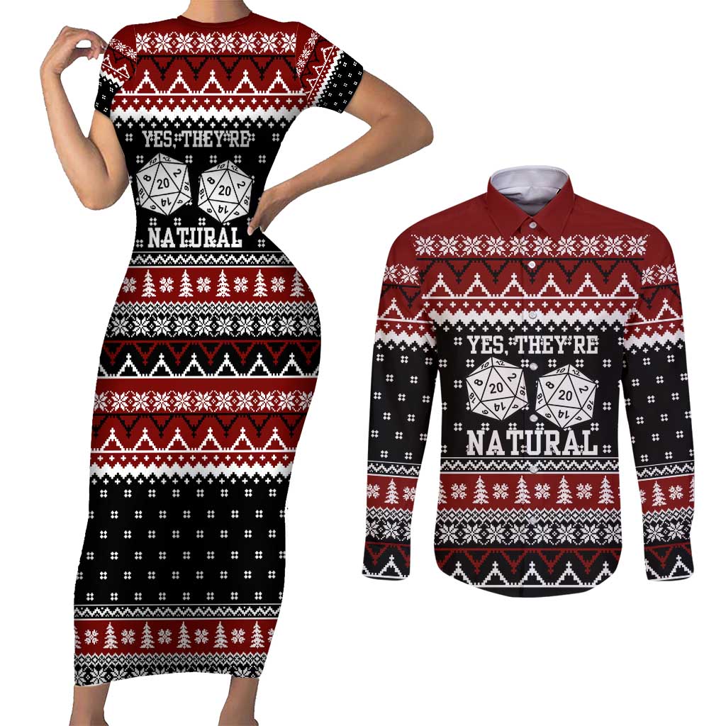 They Are Natural Christmas Couples Matching Short Sleeve Bodycon Dress and Long Sleeve Button Shirt Xmas Holiday Patterns - Wonder Print Shop