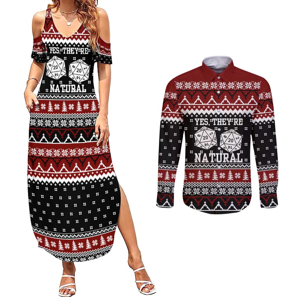 They Are Natural Christmas Couples Matching Summer Maxi Dress and Long Sleeve Button Shirt Xmas Holiday Patterns - Wonder Print Shop