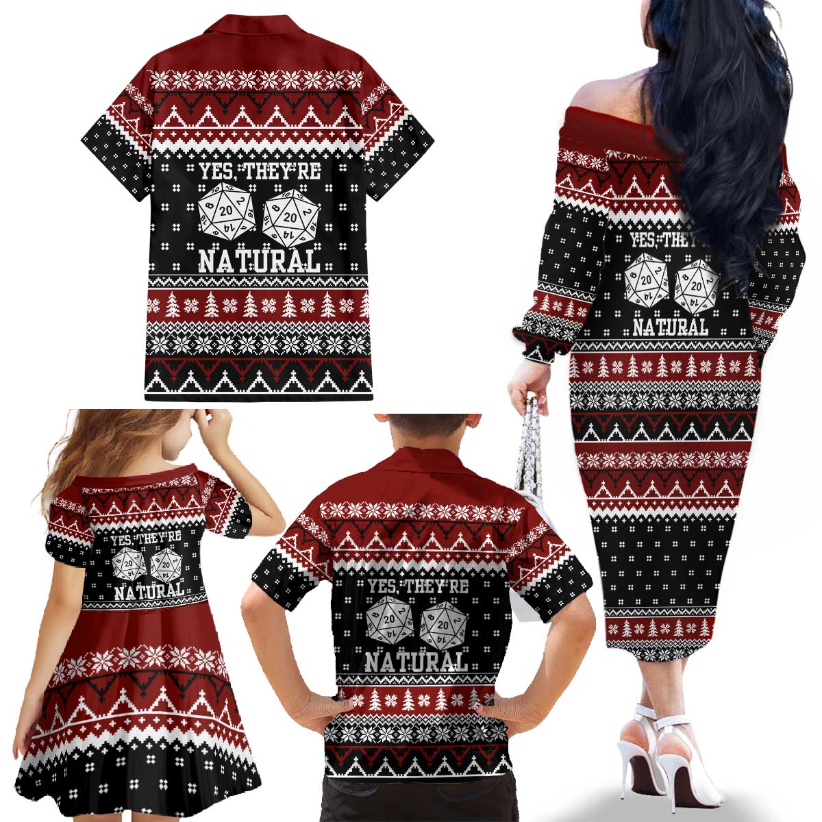 They Are Natural Christmas Family Matching Off The Shoulder Long Sleeve Dress and Hawaiian Shirt Xmas Holiday Patterns - Wonder Print Shop