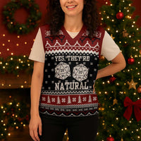 They Are Natural Christmas Knitted V-Neck Vest Xmas Holiday Patterns - Wonder Print Shop