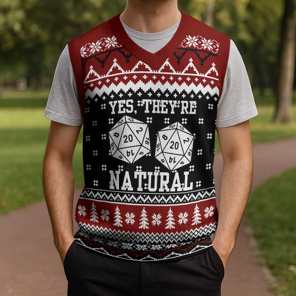 They Are Natural Christmas Knitted V-Neck Vest Xmas Holiday Patterns - Wonder Print Shop