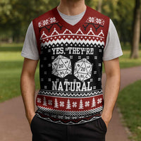 They Are Natural Christmas Knitted V-Neck Vest Xmas Holiday Patterns - Wonder Print Shop