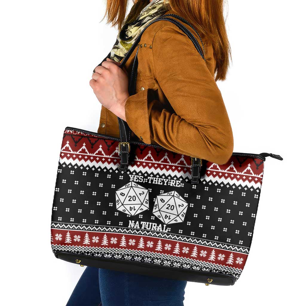 They Are Natural Christmas Leather Tote Bag Xmas Holiday Patterns - Wonder Print Shop