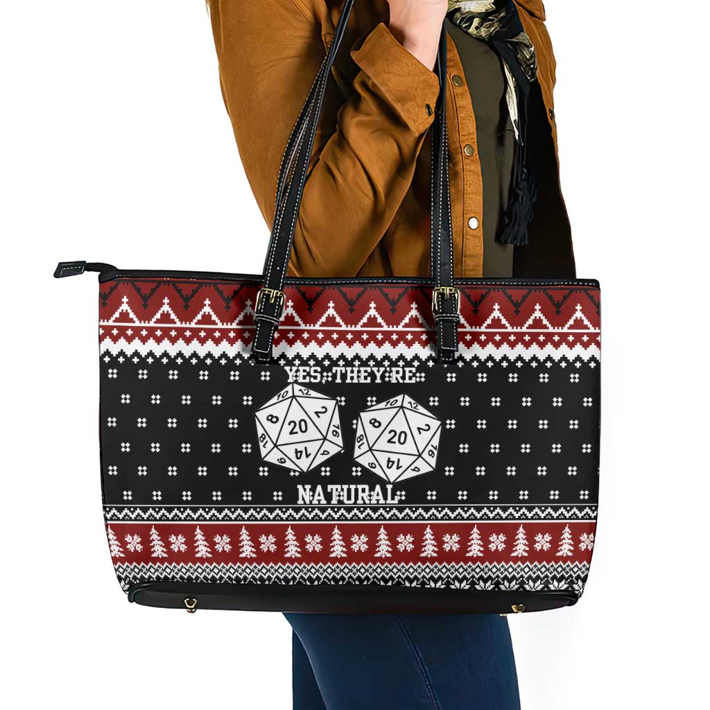 They Are Natural Christmas Leather Tote Bag Xmas Holiday Patterns - Wonder Print Shop