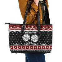 They Are Natural Christmas Leather Tote Bag Xmas Holiday Patterns - Wonder Print Shop