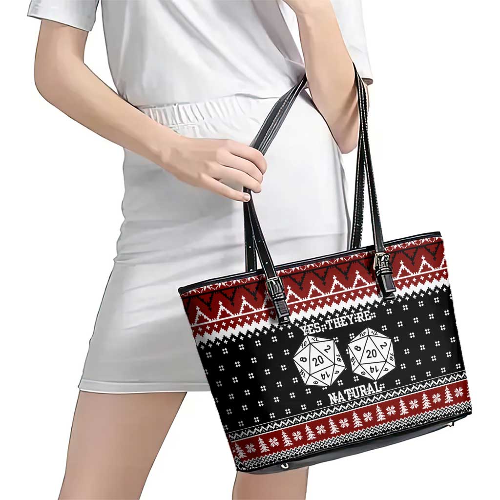 They Are Natural Christmas Leather Tote Bag Xmas Holiday Patterns - Wonder Print Shop