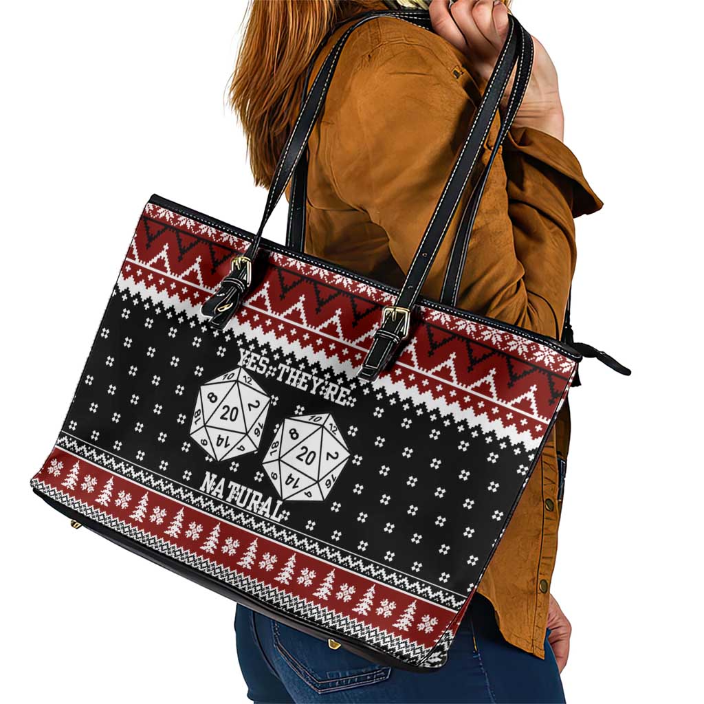 They Are Natural Christmas Leather Tote Bag Xmas Holiday Patterns - Wonder Print Shop