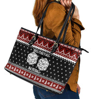 They Are Natural Christmas Leather Tote Bag Xmas Holiday Patterns - Wonder Print Shop