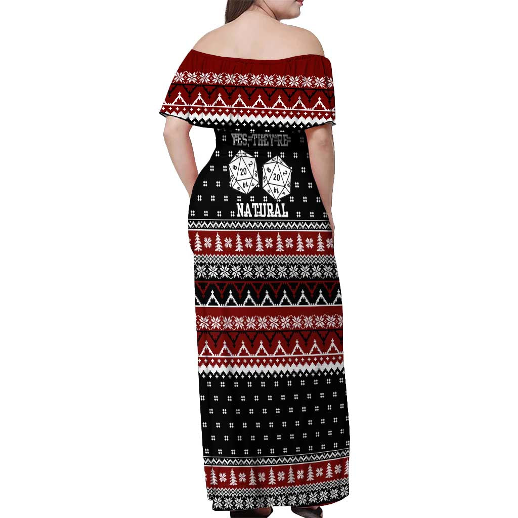 They Are Natural Christmas Off Shoulder Maxi Dress Xmas Holiday Patterns - Wonder Print Shop