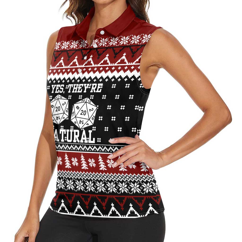 They Are Natural Christmas Women Sleeveless Polo Shirt Xmas Holiday Patterns - Wonder Print Shop
