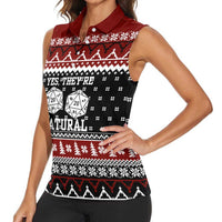 They Are Natural Christmas Women Sleeveless Polo Shirt Xmas Holiday Patterns - Wonder Print Shop