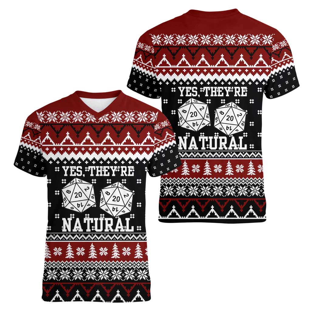 They Are Natural Christmas Women V-Neck T-Shirt Xmas Holiday Patterns - Wonder Print Shop