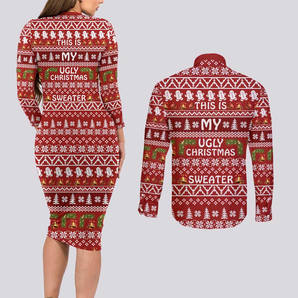 This Is My Christmas Couples Matching Long Sleeve Bodycon Dress and Long Sleeve Button Shirt Xmas Holiday Patterns - Wonder Print Shop