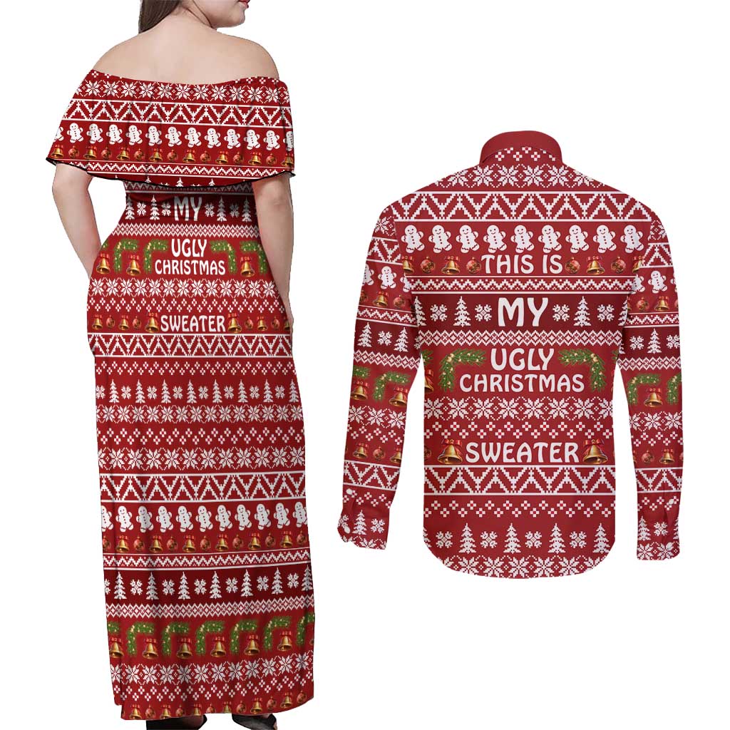 This Is My Christmas Couples Matching Off Shoulder Maxi Dress and Long Sleeve Button Shirt Xmas Holiday Patterns - Wonder Print Shop