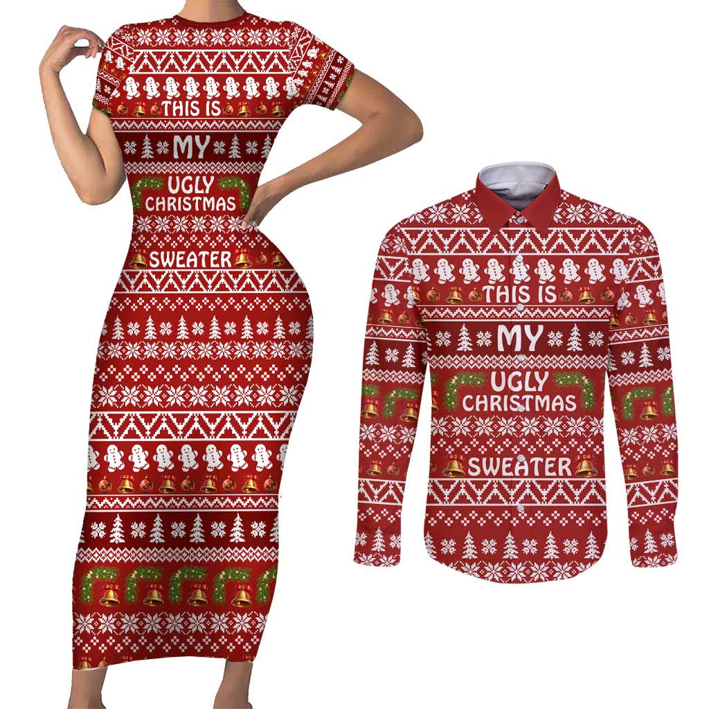 This Is My Christmas Couples Matching Short Sleeve Bodycon Dress and Long Sleeve Button Shirt Xmas Holiday Patterns - Wonder Print Shop