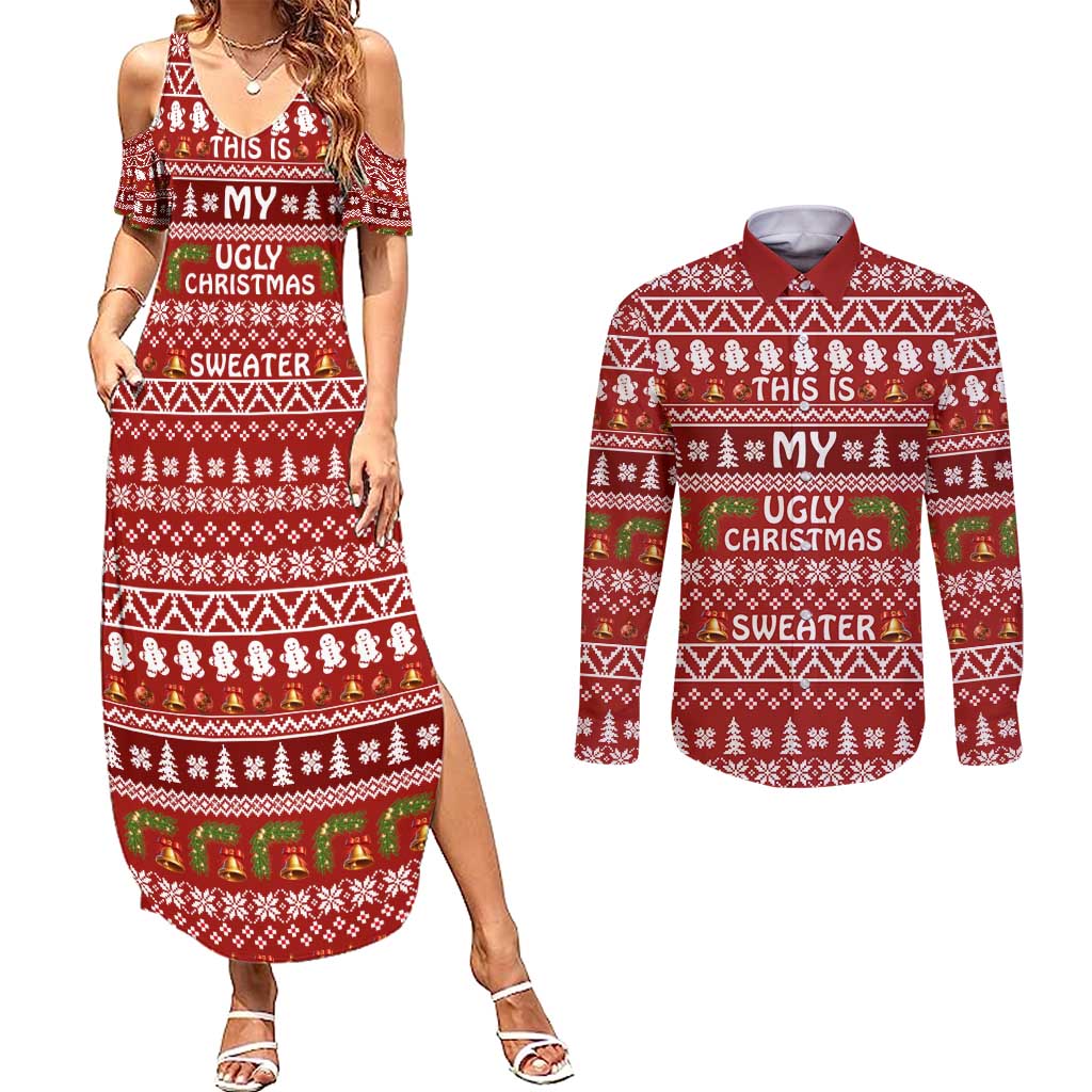This Is My Christmas Couples Matching Summer Maxi Dress and Long Sleeve Button Shirt Xmas Holiday Patterns - Wonder Print Shop