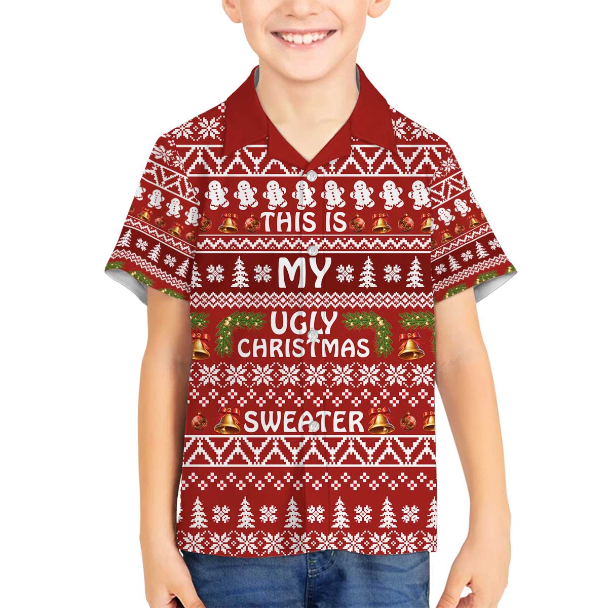 This Is My Christmas Family Matching Off The Shoulder Long Sleeve Dress and Hawaiian Shirt Xmas Holiday Patterns - Wonder Print Shop