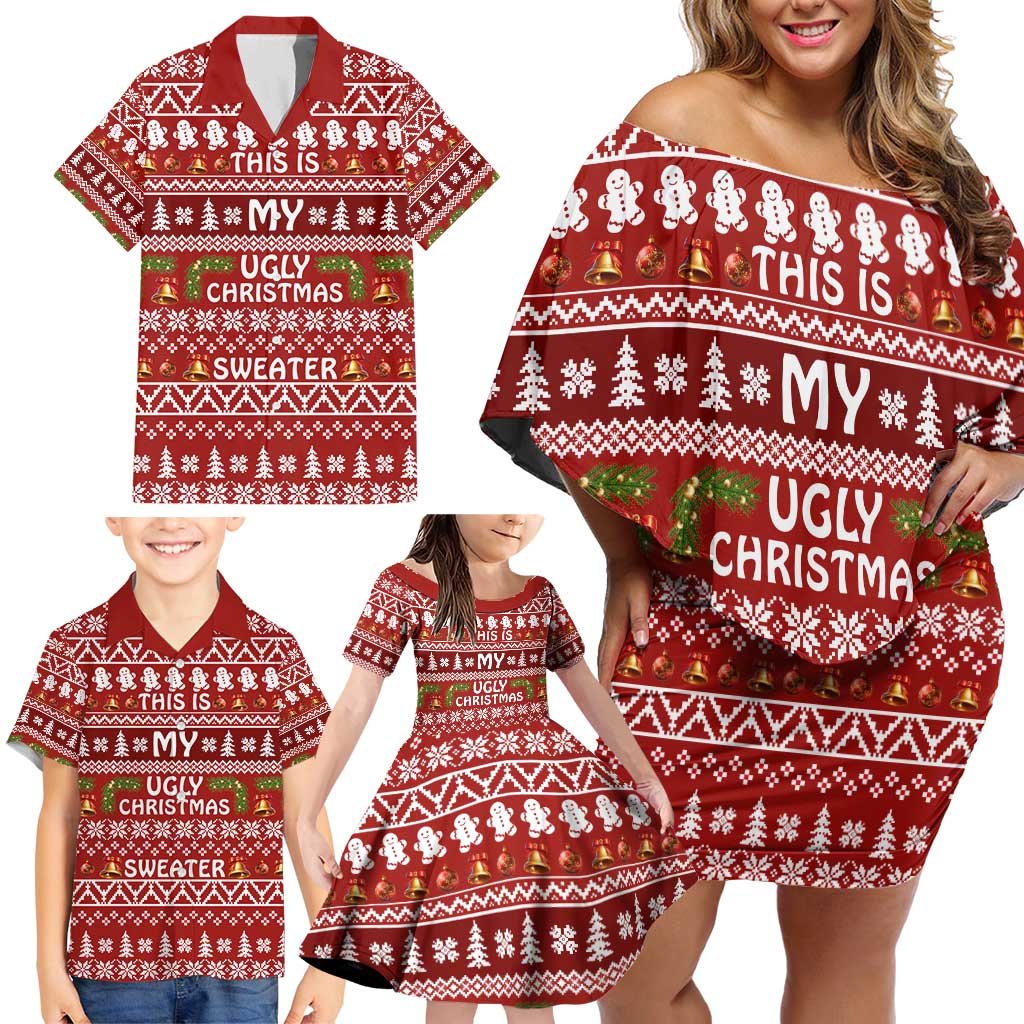 This Is My Christmas Family Matching Off Shoulder Short Dress and Hawaiian Shirt Xmas Holiday Patterns - Wonder Print Shop