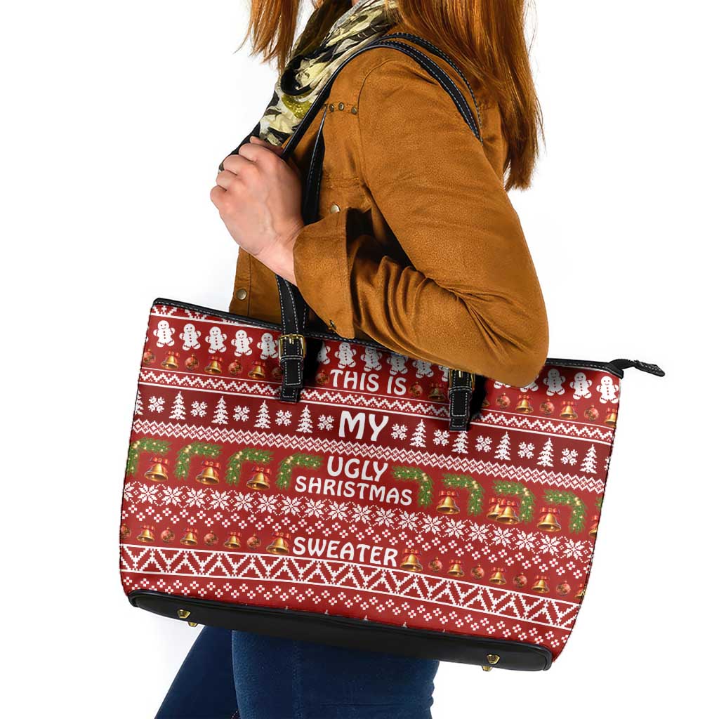 This Is My Christmas Leather Tote Bag Xmas Holiday Patterns - Wonder Print Shop