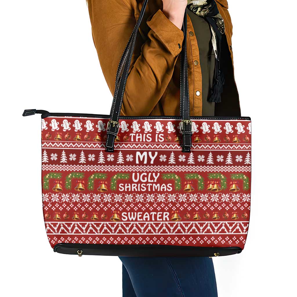 This Is My Christmas Leather Tote Bag Xmas Holiday Patterns - Wonder Print Shop