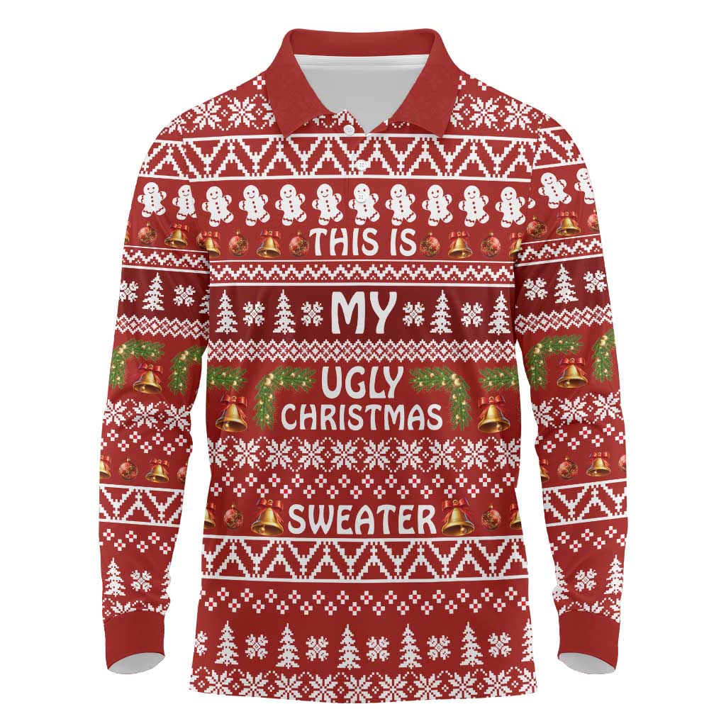 This Is My Christmas Long Sleeve Polo Shirt Xmas Holiday Patterns - Wonder Print Shop