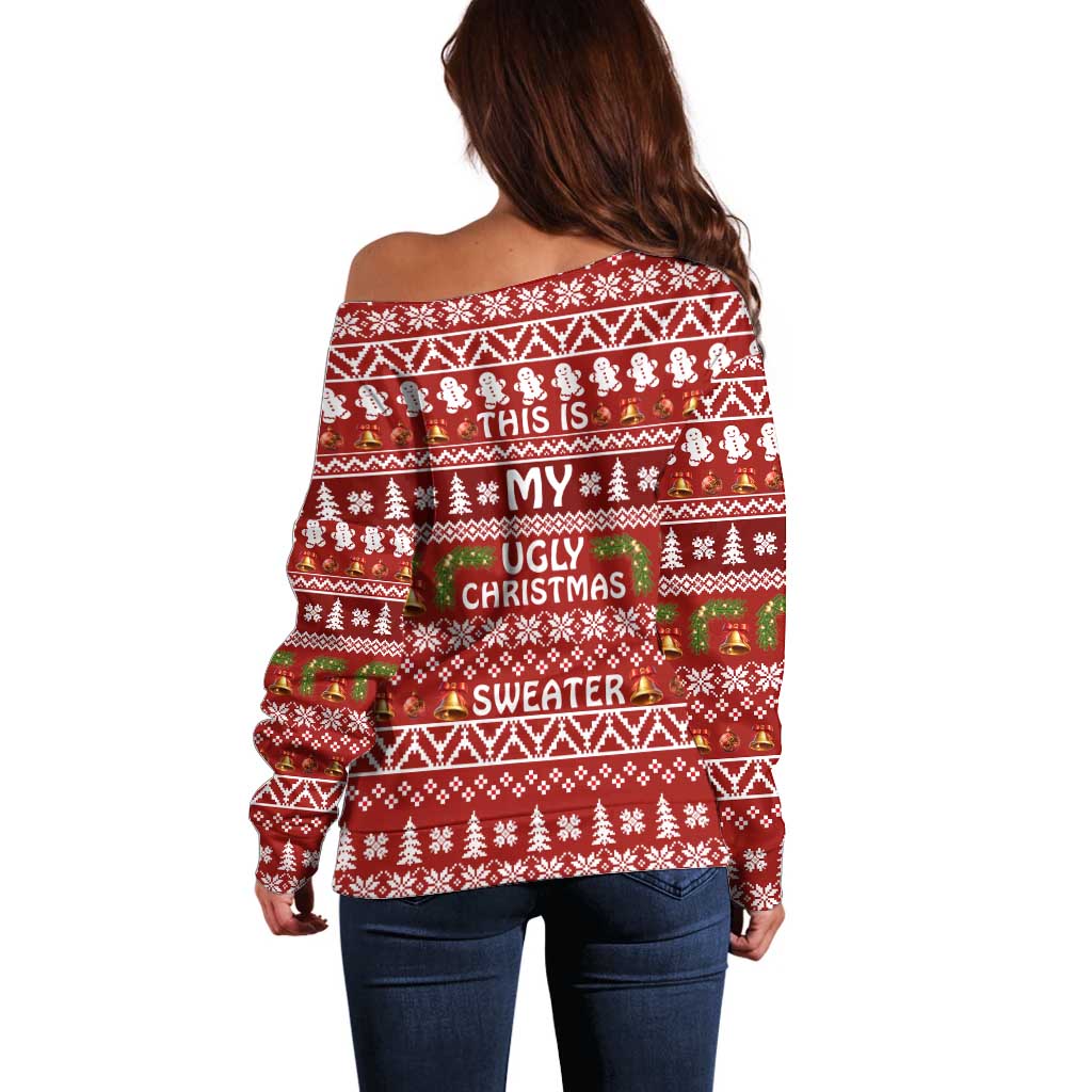 This Is My Christmas Off Shoulder Sweater Xmas Holiday Patterns - Wonder Print Shop