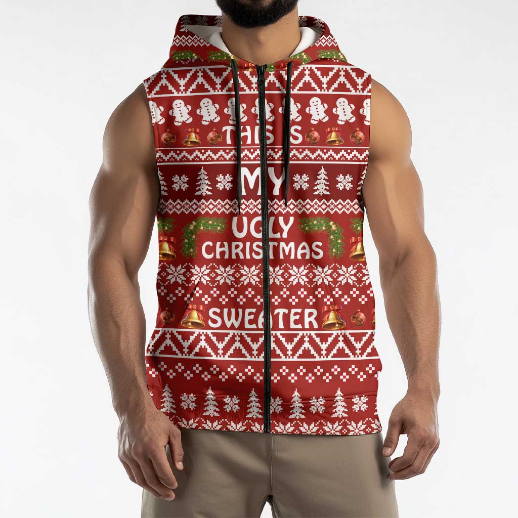 This Is My Christmas Sleeveless Zip Hoodie Xmas Holiday Patterns - Wonder Print Shop