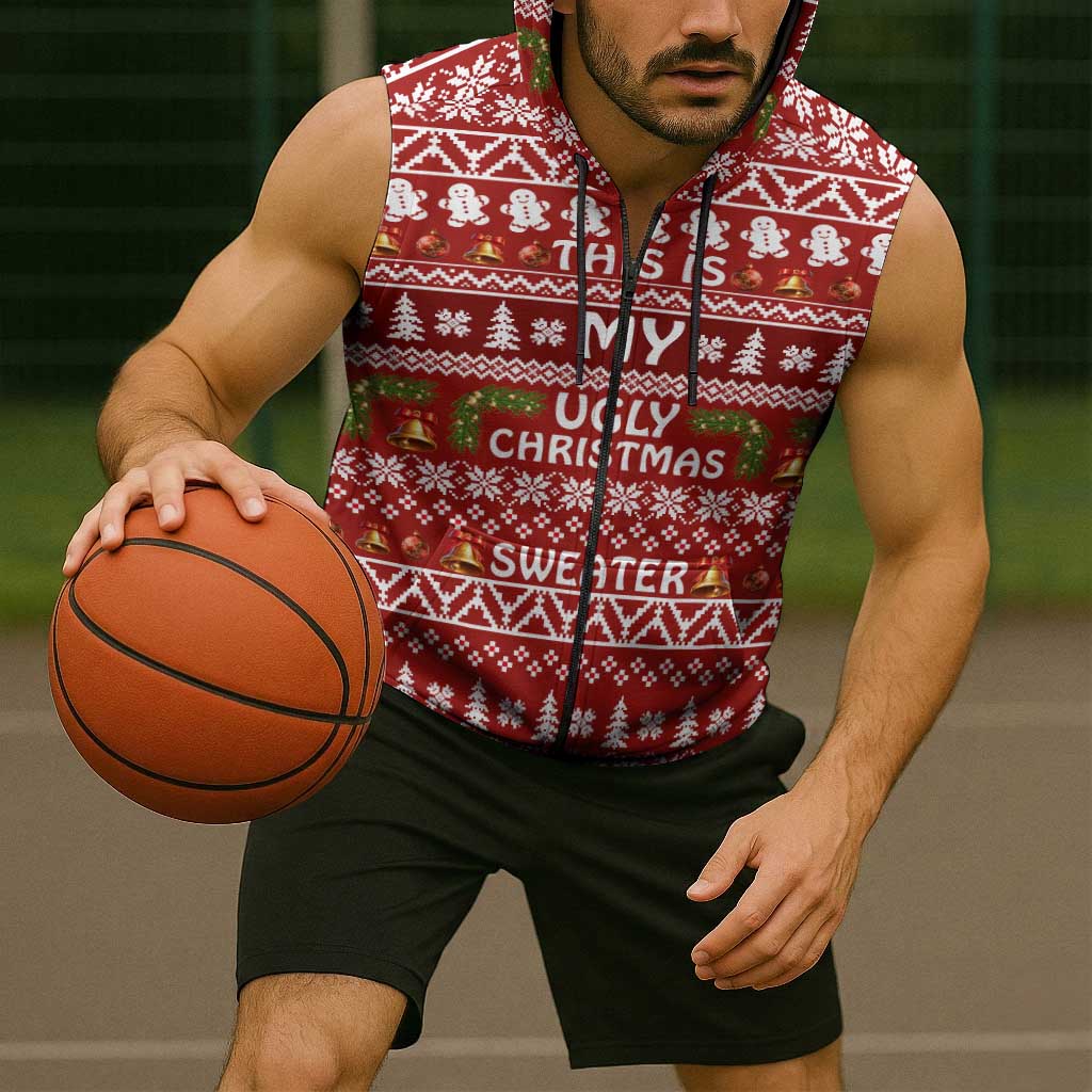 This Is My Christmas Sleeveless Zip Hoodie Xmas Holiday Patterns - Wonder Print Shop