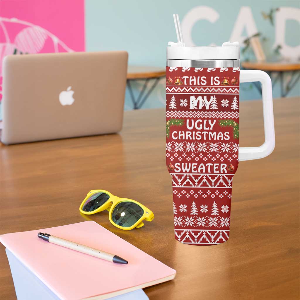 This Is My Christmas Tumbler With Handle Xmas Holiday Patterns - Wonder Print Shop