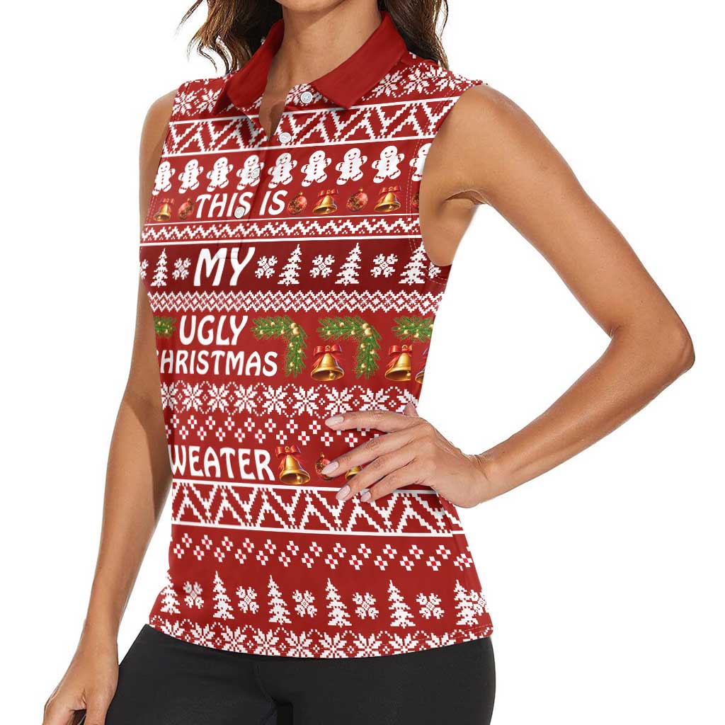 This Is My Christmas Women Sleeveless Polo Shirt Xmas Holiday Patterns - Wonder Print Shop