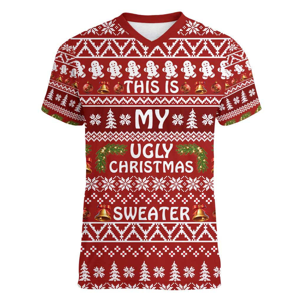 This Is My Christmas Women V-Neck T-Shirt Xmas Holiday Patterns - Wonder Print Shop